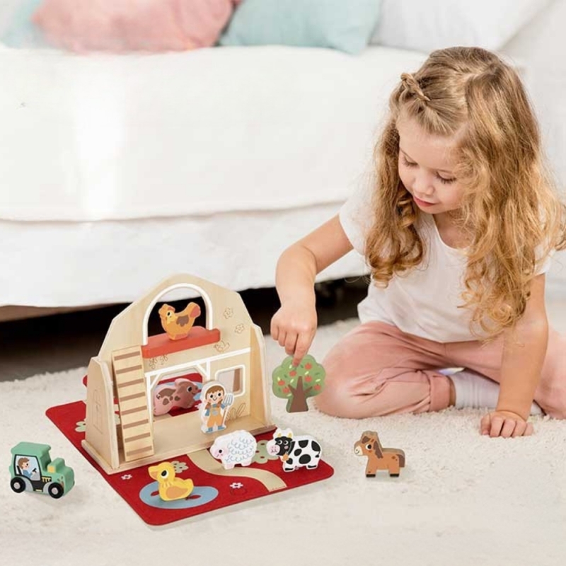 TOOKY TOY Drewniana Składana Farma w Walizce ze Zwierzątkami - obrazek 2