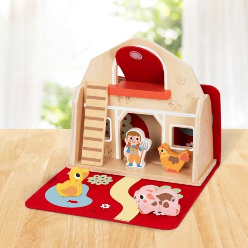 TOOKY TOY Drewniana Składana Farma w Walizce ze Zwierzątkami - obrazek 6