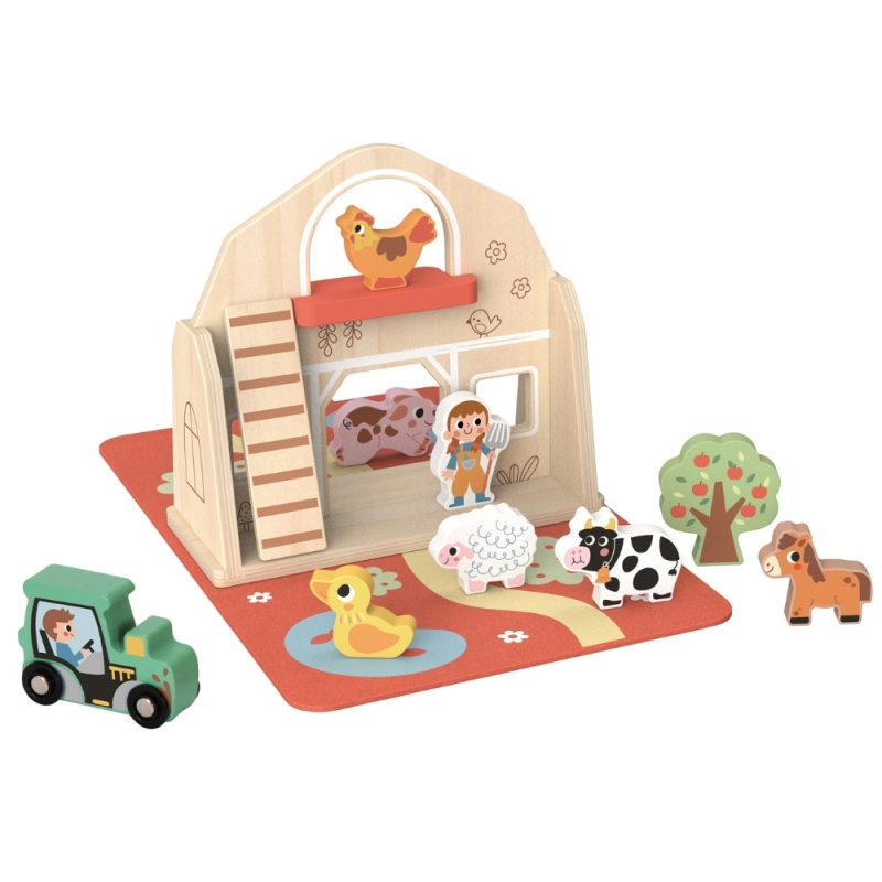 TOOKY TOY Drewniana Składana Farma w Walizce ze Zwierzątkami - obrazek 7