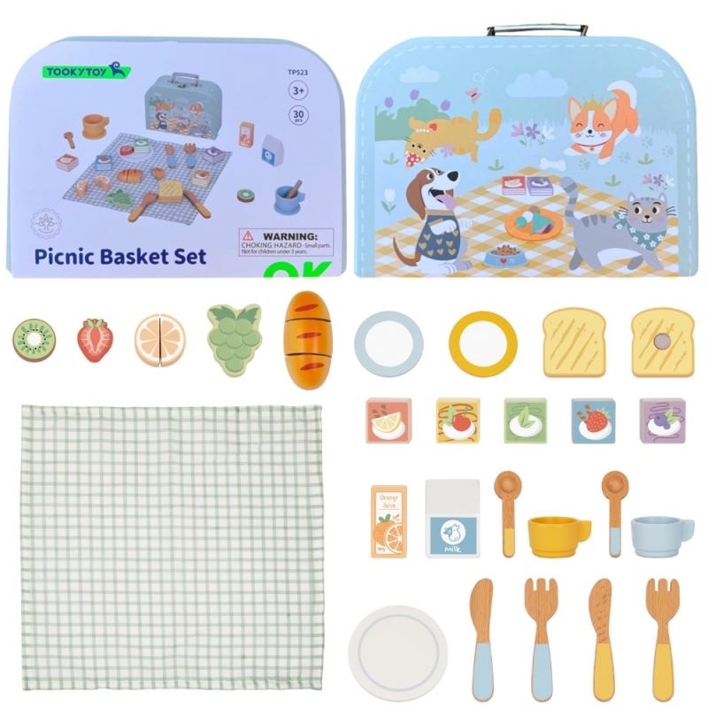 TOOKY TOY Zestaw Piknikowy Owoce do Krojenia Zestaw Śniadaniow - obrazek 5