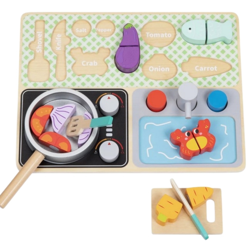 TOOKY TOY Drewniana Kuchnia z Akcesoriami - Zestaw Małego Kucharza - obrazek 3