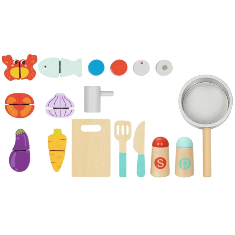 TOOKY TOY Drewniana Kuchnia z Akcesoriami - Zestaw Małego Kucharza - obrazek 6