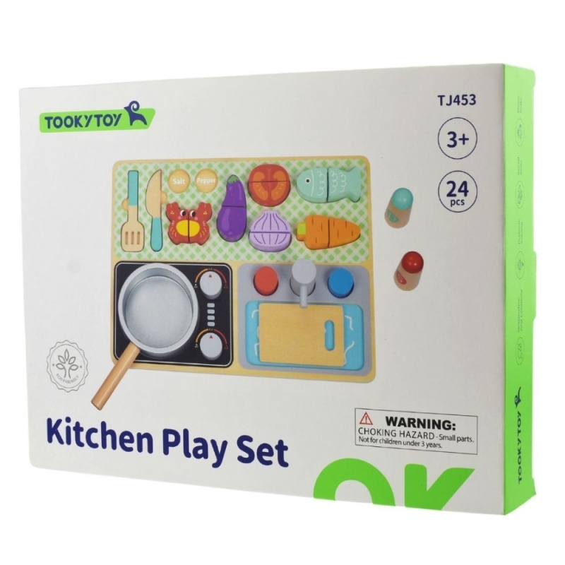 TOOKY TOY Drewniana Kuchnia z Akcesoriami - Zestaw Małego Kucharza - obrazek 9