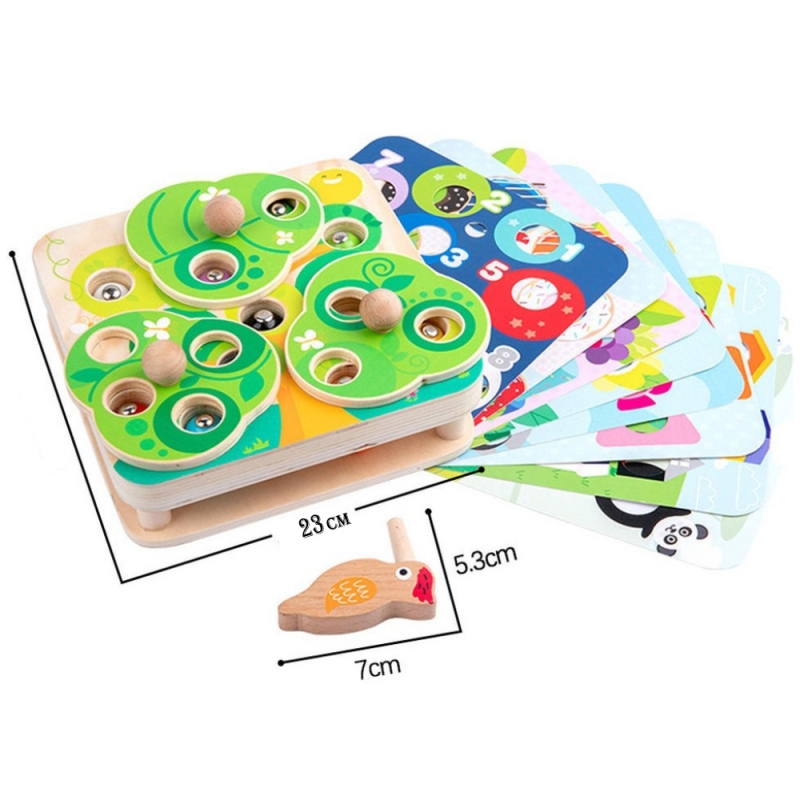 TOOKY TOY Drewniana Gra Zręcznościowa 2w1 Wyciągnij Robaczki dla Dzieci - obrazek 5