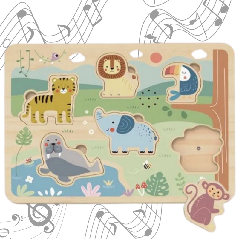 TOOKY TOY Drewniane Interaktywne Puzzle Zwierzątka - obrazek 2