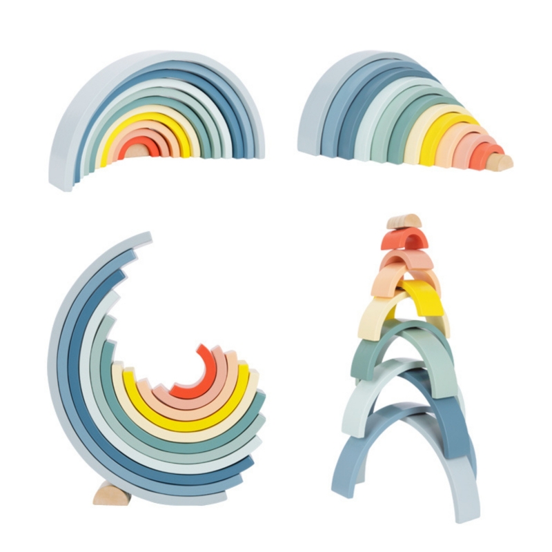 TOOKY TOY Pastelowa Układanka Drewniane Klocki Montessori Tęcza - obrazek 3