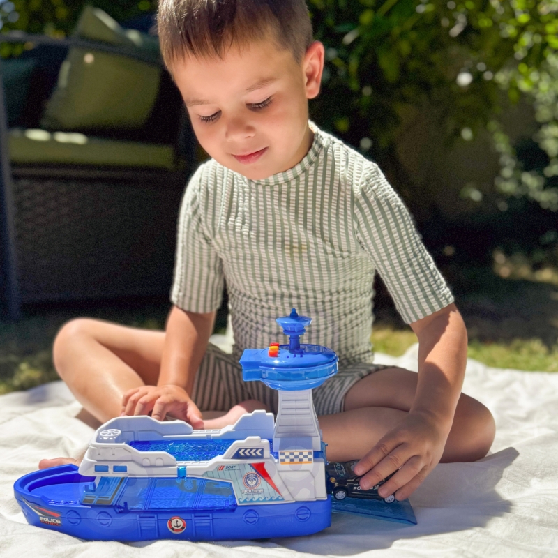 WOOPIE Łódź Policyjna Patrolowa Interaktywna - Skala 1:16 + Autka 3 szt. - obrazek 2