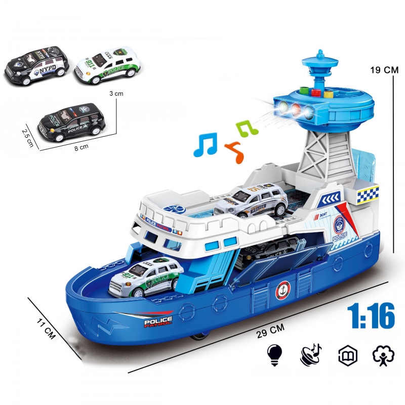 WOOPIE Łódź Policyjna Patrolowa Interaktywna - Skala 1:16 + Autka 3 szt. - obrazek 7