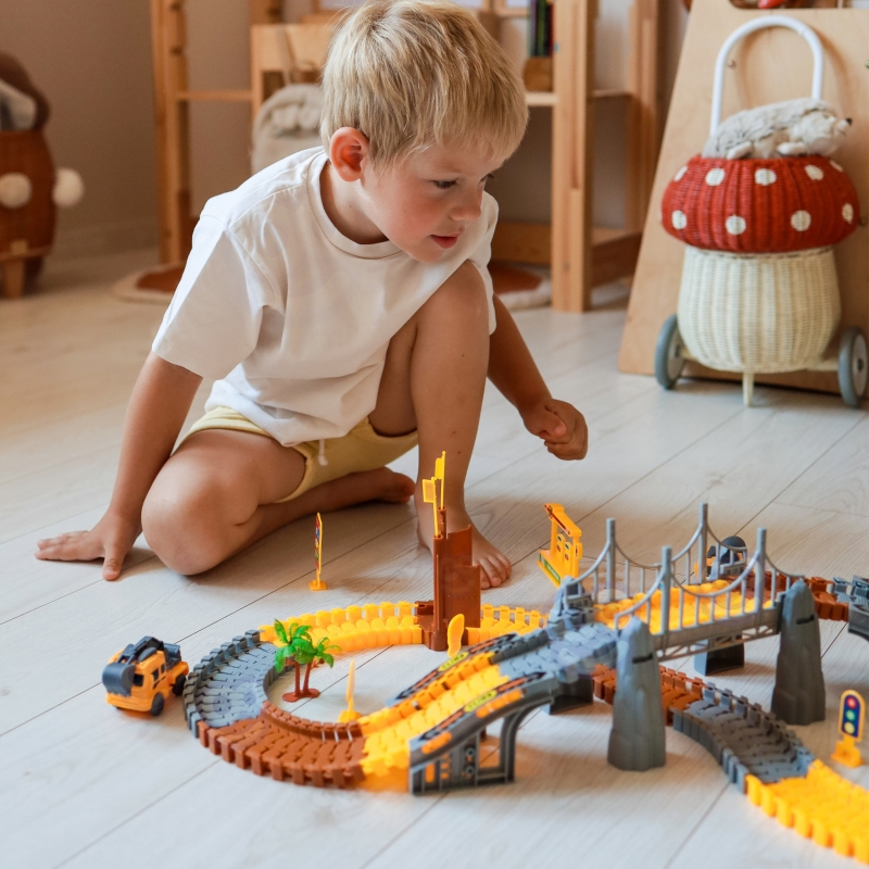 WOOPIE Tor Samochodowy XXL Kolejka Elektryczna Plac Budowy 174 el. - obrazek 3