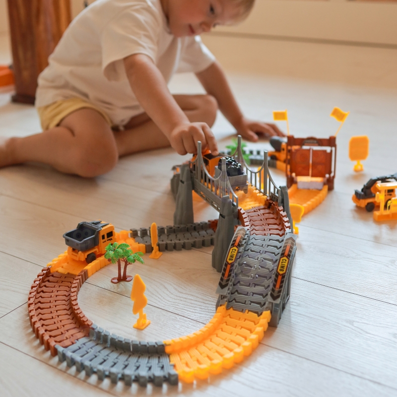 WOOPIE Tor Samochodowy XXL Kolejka Elektryczna Plac Budowy 174 el. - obrazek 4