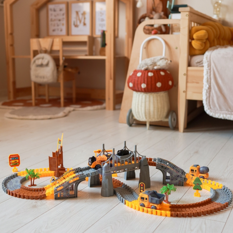 WOOPIE Tor Samochodowy XXL Kolejka Elektryczna Plac Budowy 174 el. - obrazek 5