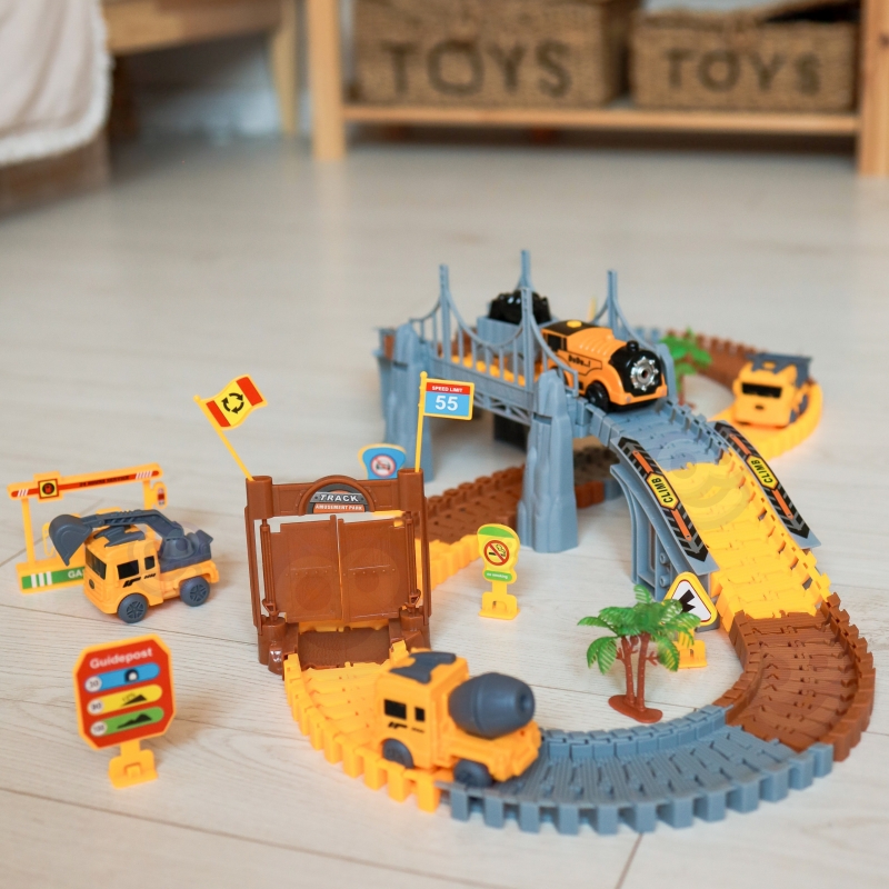 WOOPIE Tor Samochodowy XXL Kolejka Elektryczna Plac Budowy 174 el. - obrazek 6