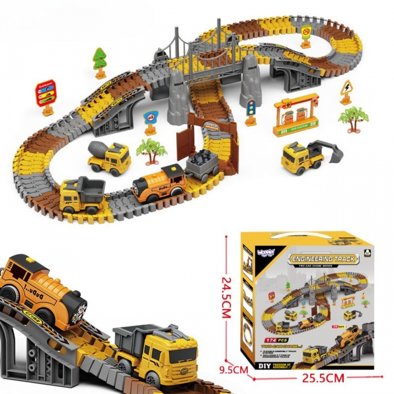 WOOPIE Tor Samochodowy XXL Kolejka Elektryczna Plac Budowy 174 el. - obrazek 13