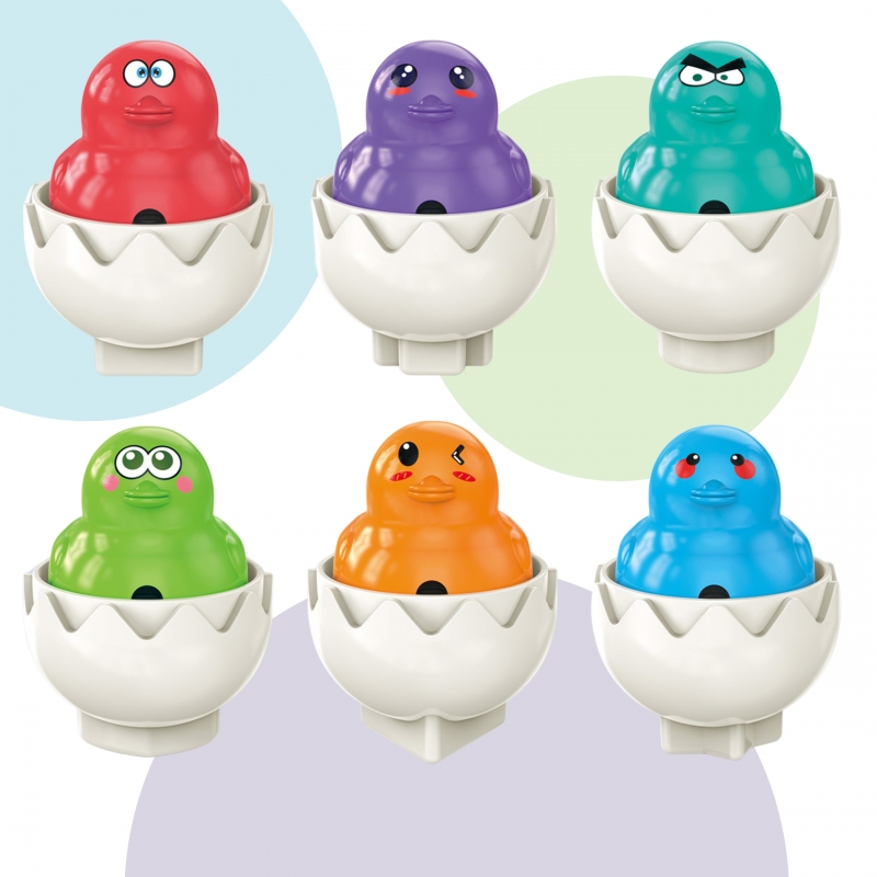 WOOPIE Układanka Sorter Montessori Dopasuj Kształty Zabawne Kurczaczki Jajka 6szt - obrazek 3