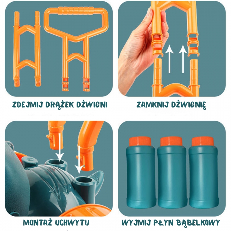 WOOPIE Kosiarka Ogrodowa Dino na Bańki Mydlane Dinozaur + Płyn - obrazek 3