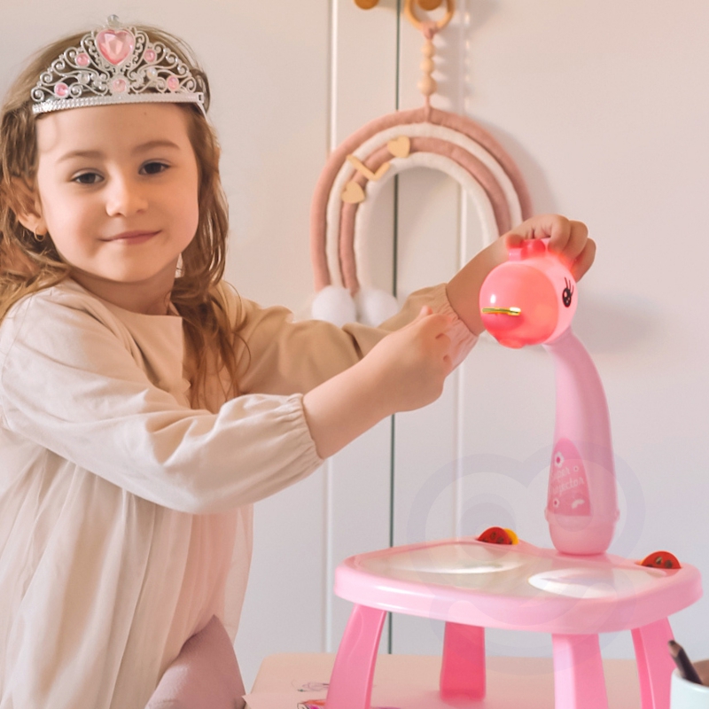 WOOPIE Tablica do Rysowania Projektor Różowa Żyrafa + Flamastry - obrazek 4