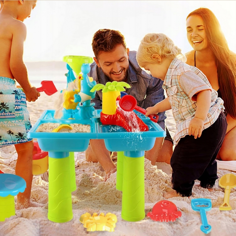 WOOPIE Stolik Wodny 2w1 Piaskownica z Krzesełkiem XL Aquapark 4-Baseny 13 akc. - obrazek 2