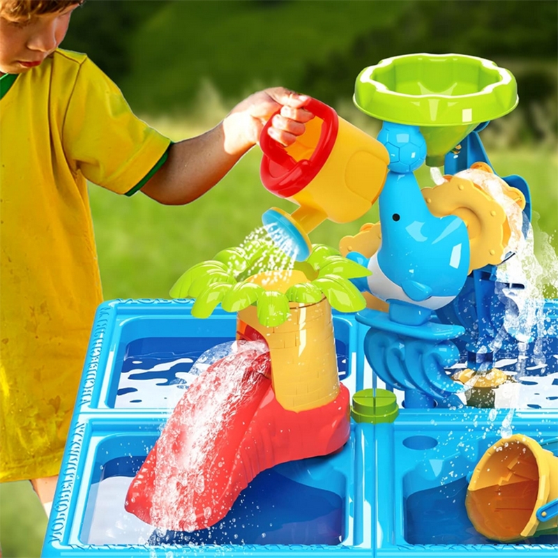 WOOPIE Stolik Wodny 2w1 Piaskownica z Krzesełkiem XL Aquapark 4-Baseny 13 akc. - obrazek 3