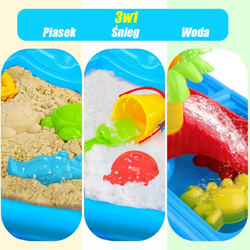 WOOPIE Stolik Wodny 2w1 Piaskownica z Krzesełkiem XL Aquapark 4-Baseny 13 akc. - obrazek 4