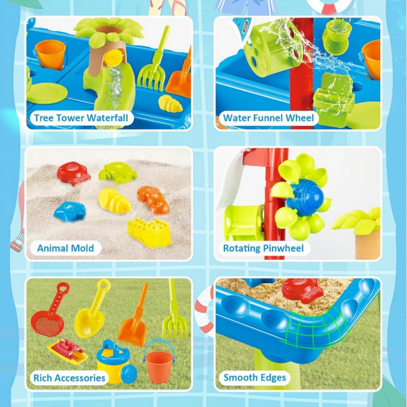 WOOPIE Stolik Wodny 2w1 Piaskownica z Krzesełkiem XL Aquapark 4-Baseny 13 akc. - obrazek 6