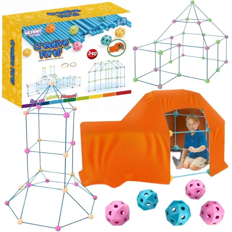 WOOPIE Zestaw Konstrukcyjny XXL Klocki do Budowania Namiotu Bazy Rurki Słomki 340 el. - obrazek 2