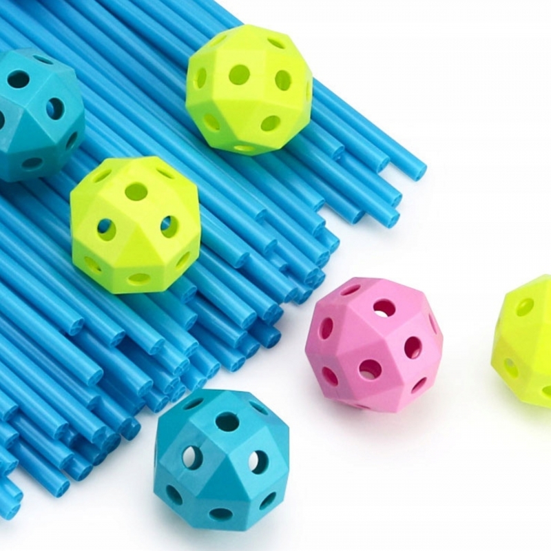 WOOPIE Zestaw Konstrukcyjny XXL Klocki do Budowania Namiotu Bazy Rurki Słomki 340 el. - obrazek 4