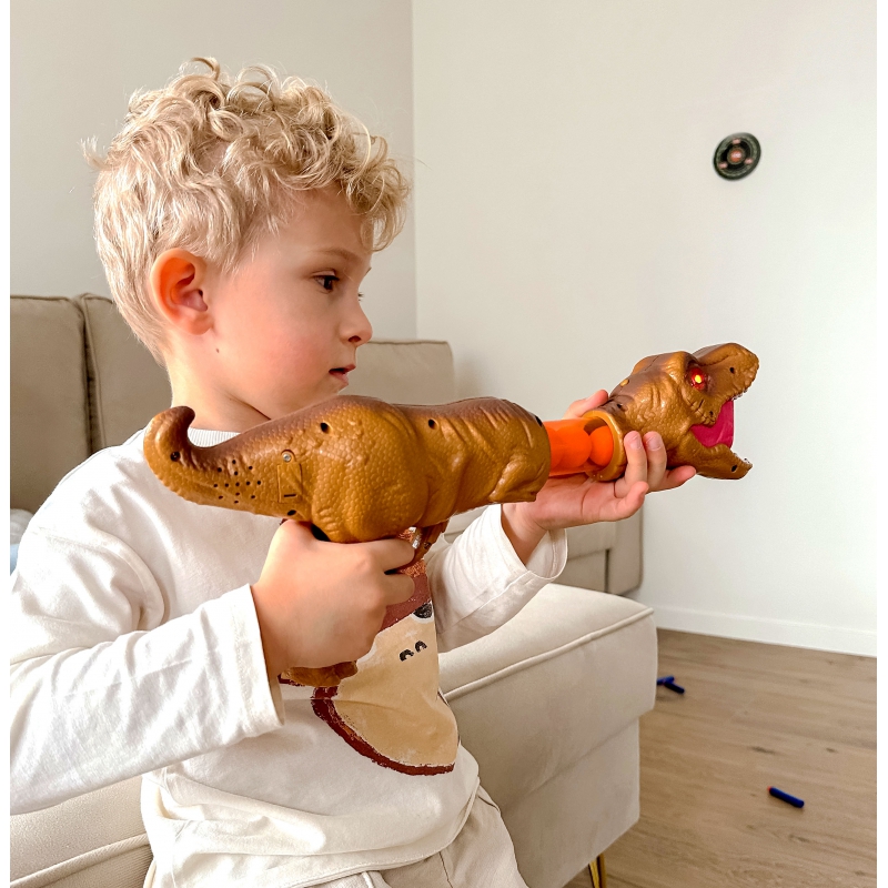 WOOPIE Pistolet na Piłki Kulki Piankowe i Strzałki Wyrzutnia Automatyczna Dinozaur 22 el. - obrazek 4