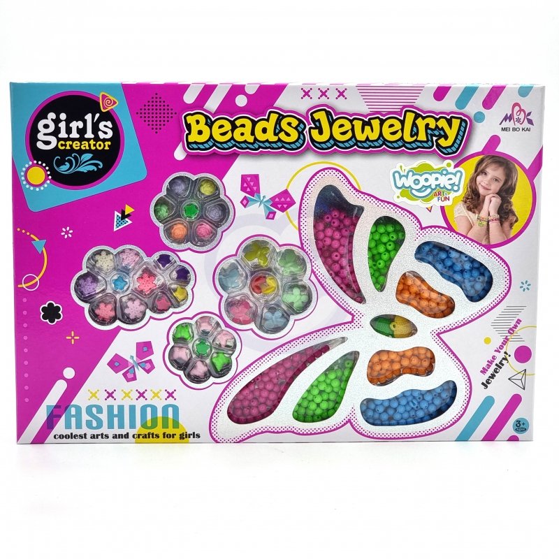 WOOPIE ART&FUN Zestaw do Robienia Biżuterii Bransoletek Wisiorków Pierścionków Kolczyków z Motylkami - obrazek 2