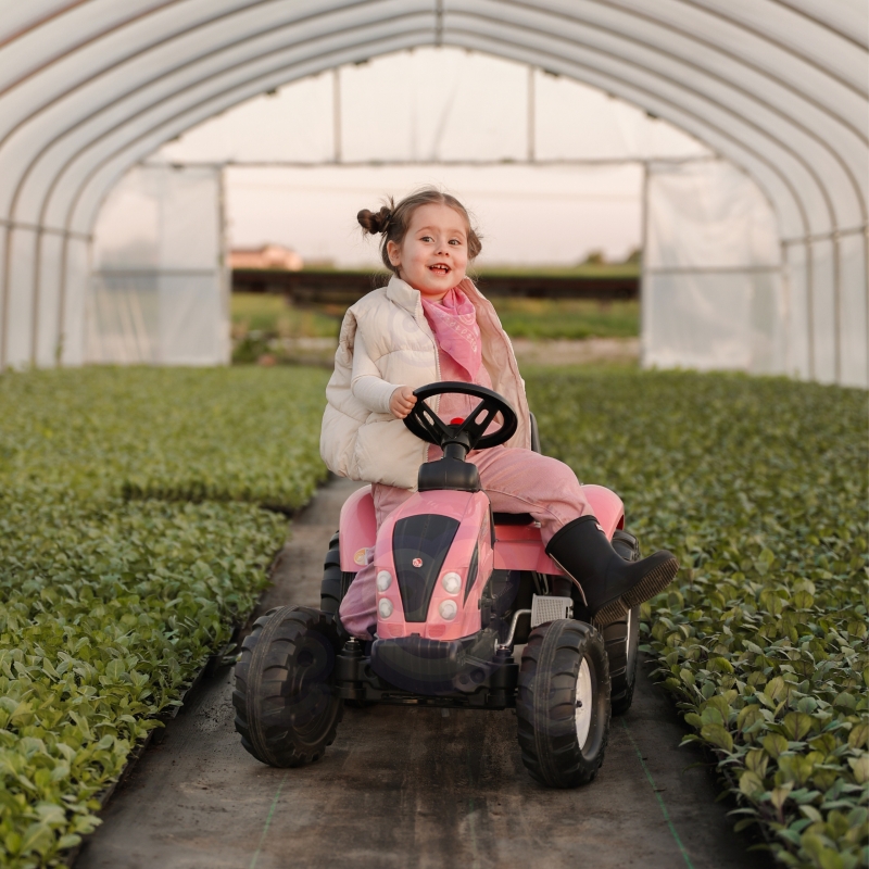 FALK Traktor Country Star Różowy na Pedały + Przyczepka i Klakson od 2 Lat. - obrazek 4