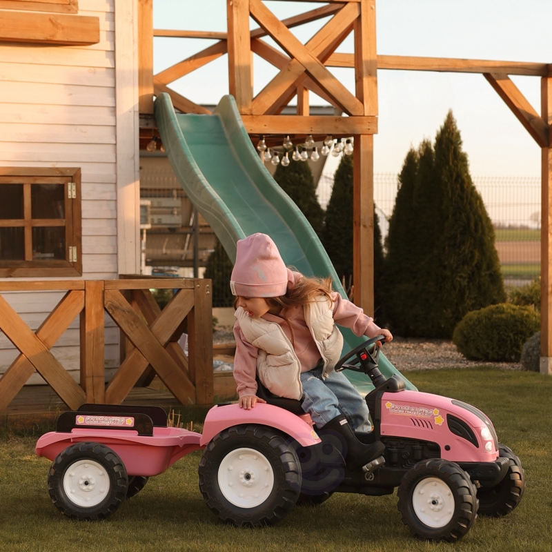 FALK Traktor Country Star Różowy na Pedały + Przyczepka i Klakson od 2 Lat. - obrazek 8