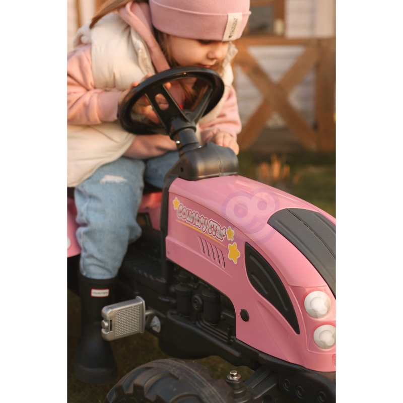 FALK Traktor Country Star Różowy na Pedały + Przyczepka i Klakson od 2 Lat. - obrazek 10