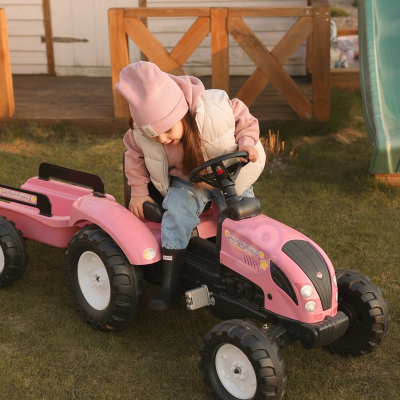 FALK Traktor Country Star Różowy na Pedały + Przyczepka i Klakson od 2 Lat. - obrazek 11