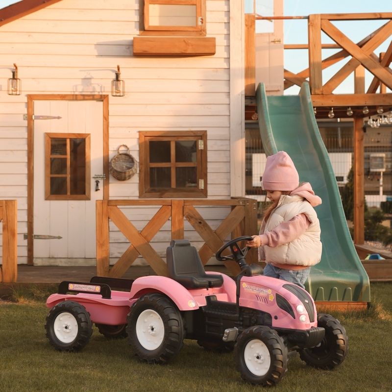 FALK Traktor Country Star Różowy na Pedały + Przyczepka i Klakson od 2 Lat. - obrazek 12