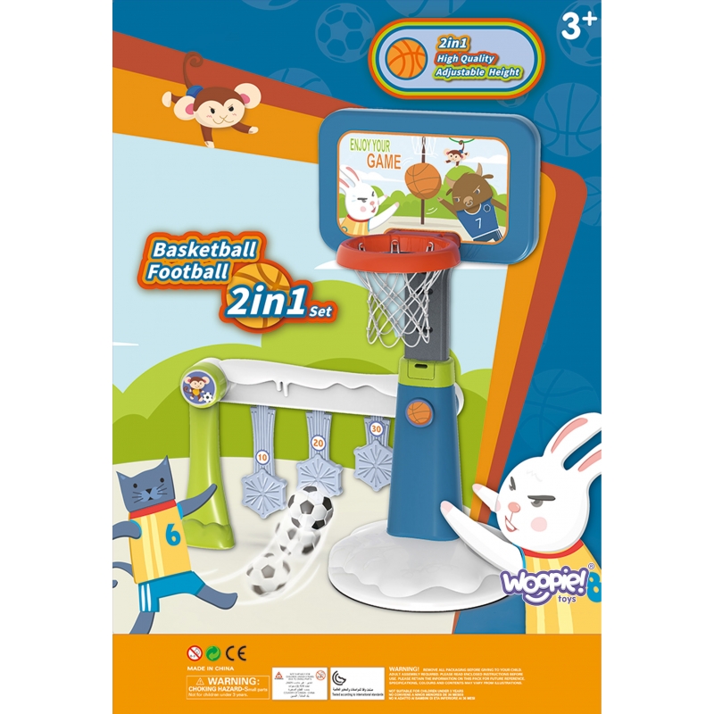 WOOPIE Zestaw 2w1 Koszykówka Bramka do Piłki Nożnej + Piłka + Pompka - obrazek 4