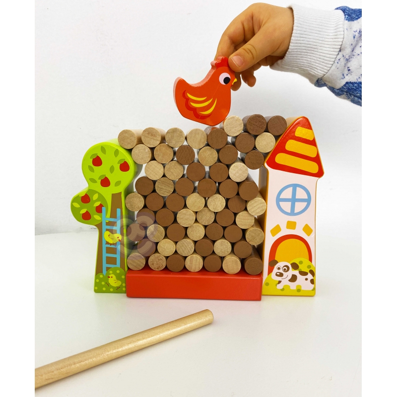 TOOKY TOY Gra Zręcznościowa Spadająca Kura Drewniana Farma - obrazek 7