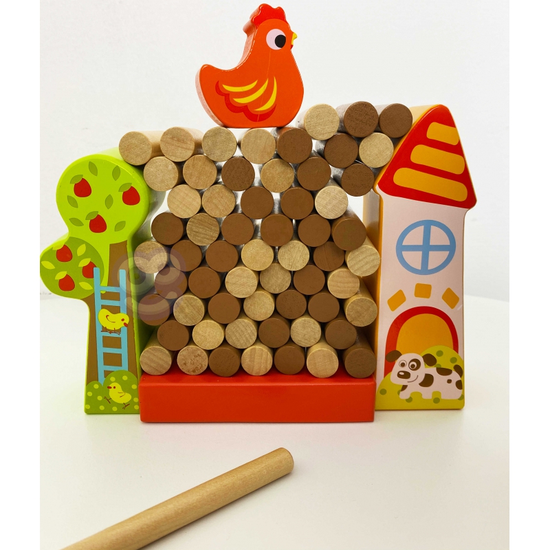 TOOKY TOY Gra Zręcznościowa Spadająca Kura Drewniana Farma - obrazek 9