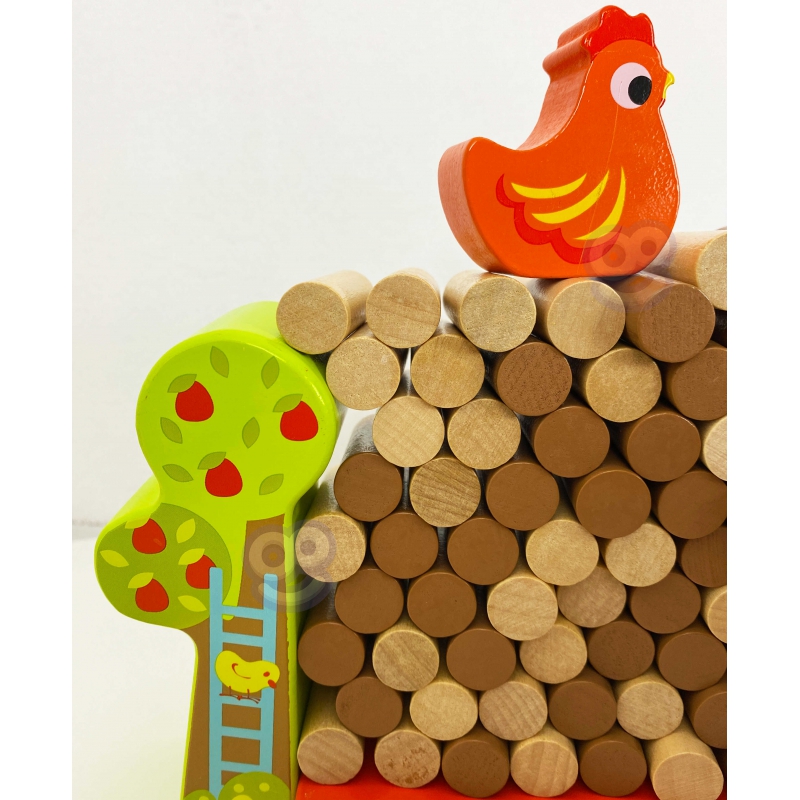 TOOKY TOY Gra Zręcznościowa Spadająca Kura Drewniana Farma - obrazek 10