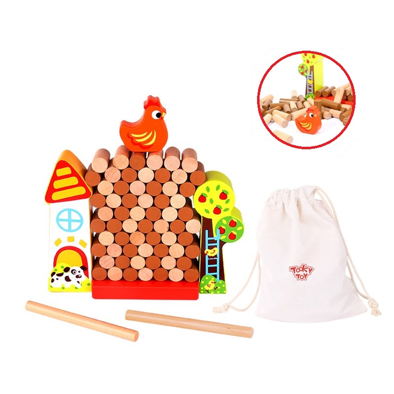 TOOKY TOY Gra Zręcznościowa Spadająca Kura Drewniana Farma - obrazek 13