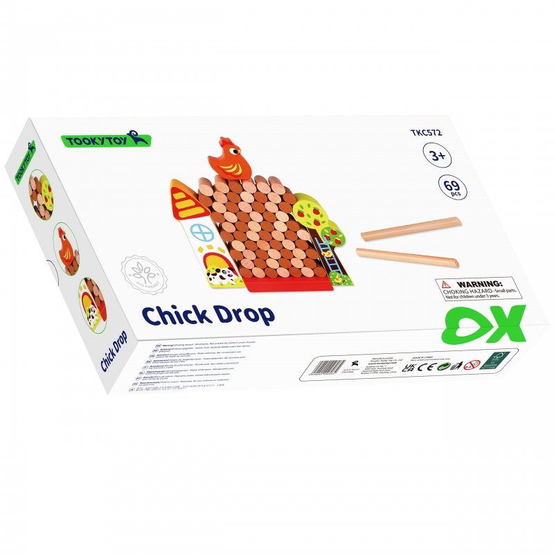 TOOKY TOY Gra Zręcznościowa Spadająca Kura Drewniana Farma - obrazek 16