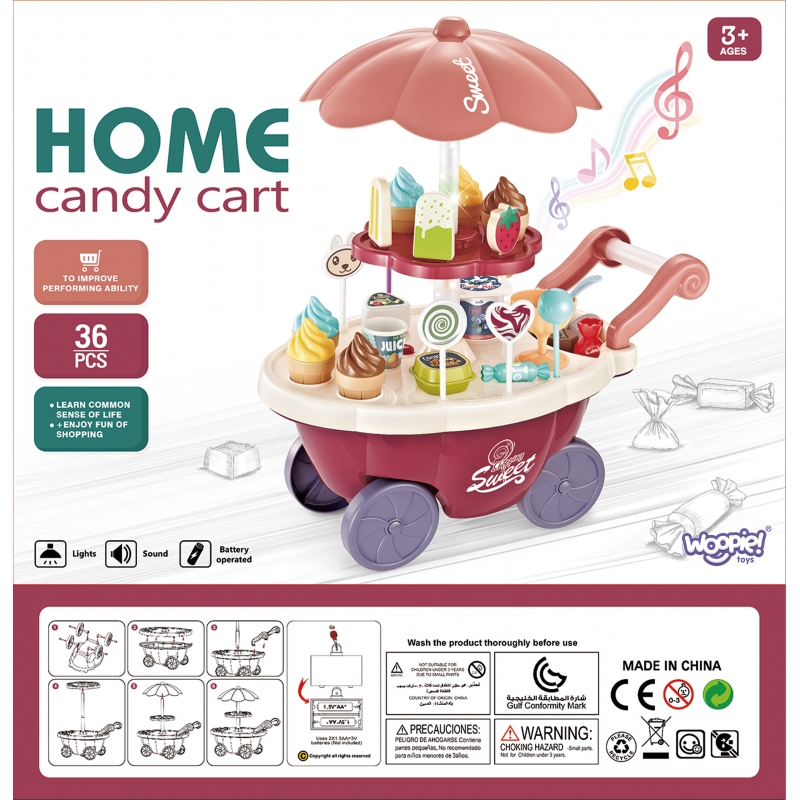 WOOPIE Sklep Food Truck Cukiernia Wózek Stoisko z Lodami Słodyczami Dźwięk Światło + 36 Akc - obrazek 11