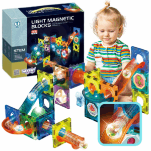 WOOPIE Klocki Magnetyczne Tor Kulkowy Świetlny 49 el.