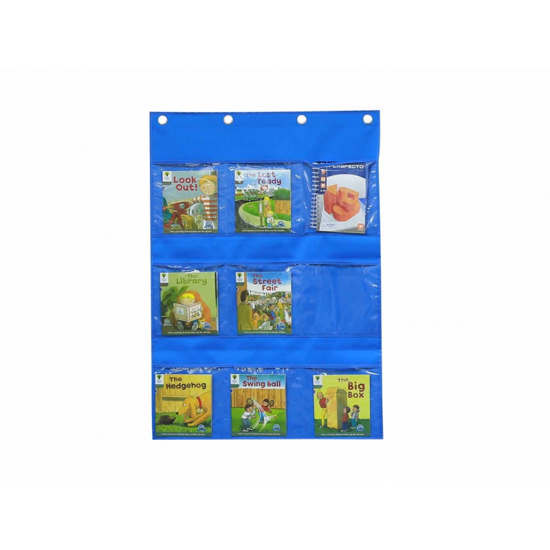 MASTERKIDZ Materiałowy Arkusz Do Wieszania Z Kieszonkami Na Książki i Obrazki Niebieski - obrazek 3