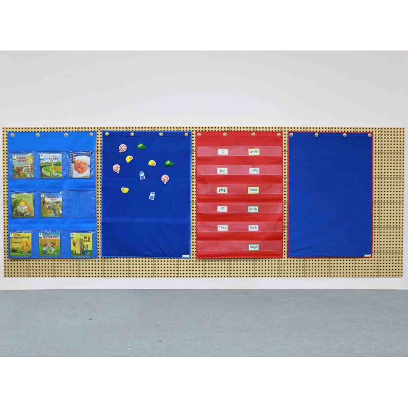 MASTERKIDZ Materiałowy Arkusz Do Wieszania Z Kieszonkami Na Książki i Obrazki Niebieski - obrazek 5