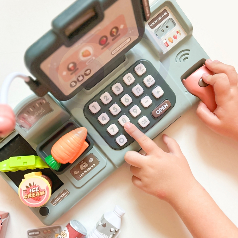 WOOPIE Kasa Sklepowa Dla Dzieci Skaner Waga Mikrofon + 25 Akcesoriów - obrazek 4