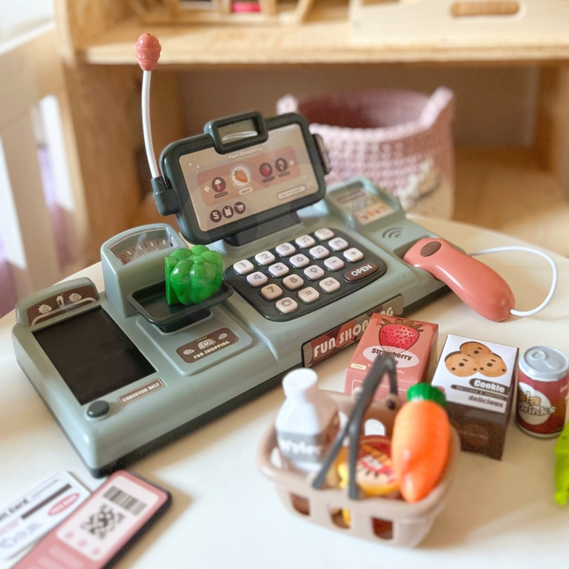 WOOPIE Kasa Sklepowa Dla Dzieci Skaner Waga Mikrofon + 25 Akcesoriów - obrazek 6