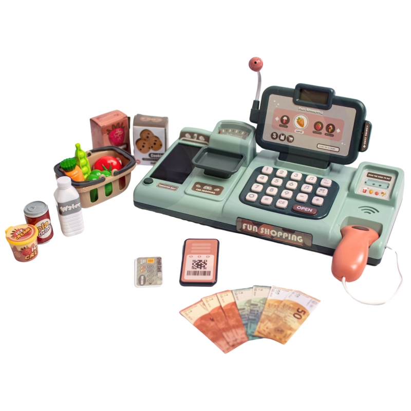 WOOPIE Kasa Sklepowa Dla Dzieci Skaner Waga Mikrofon + 25 Akcesoriów - obrazek 10