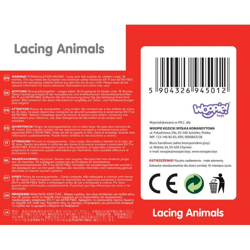 WOOPIE GREEN Drewniane Klocki do Nawlekania Zwierzęta Safari ZOO 13 el. - obrazek 11