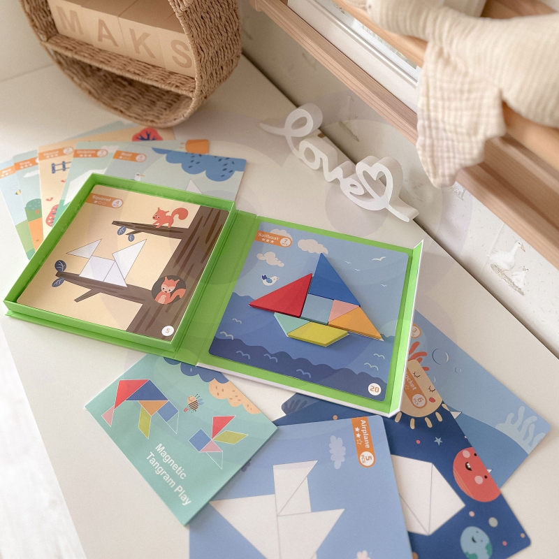 TOOKY TOY Puzzle Tangram Układanka dla Dzieci Nauka Kształtów Figury Kształty 18el. - obrazek 2