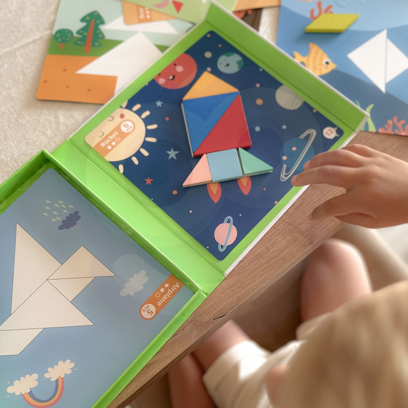 TOOKY TOY Puzzle Tangram Układanka dla Dzieci Nauka Kształtów Figury Kształty 18el. - obrazek 4