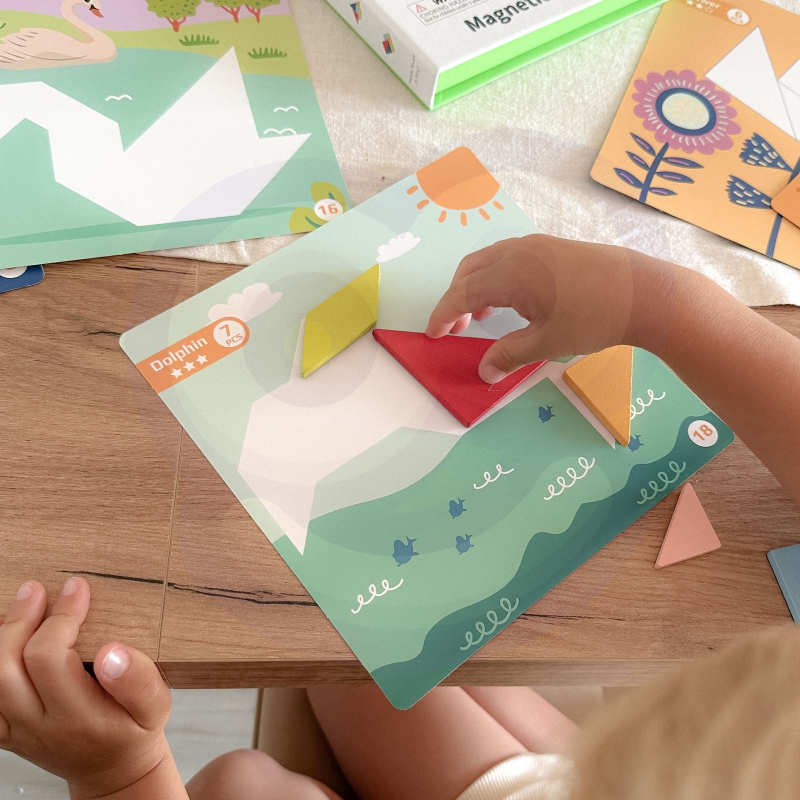 TOOKY TOY Puzzle Tangram Układanka dla Dzieci Nauka Kształtów Figury Kształty 18el. - obrazek 6